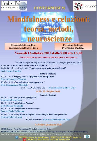 locandina Corso ECM Mindfulness interpersonale