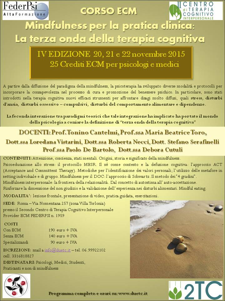 locandina mindfulness per la pratica clinica 4 edizione